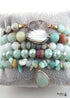 Boho Bracelet, RH Bracelet Set, Diamon Leaf, Natural Stones in Green, Rose, Purple